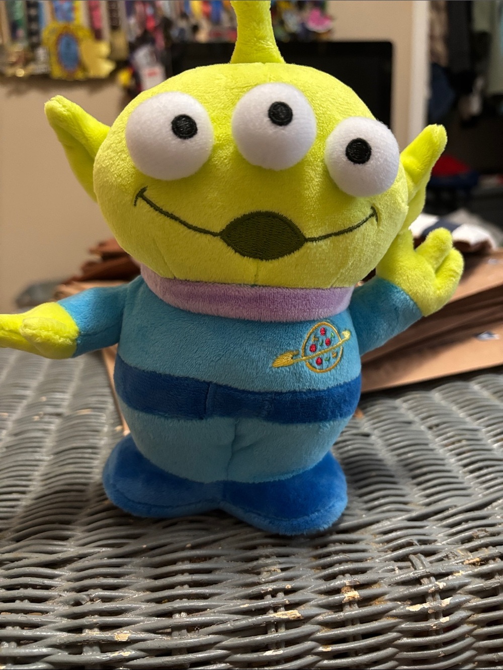 Disney Green Three-Eyed Alien Plush Toy with Blue Outfit
